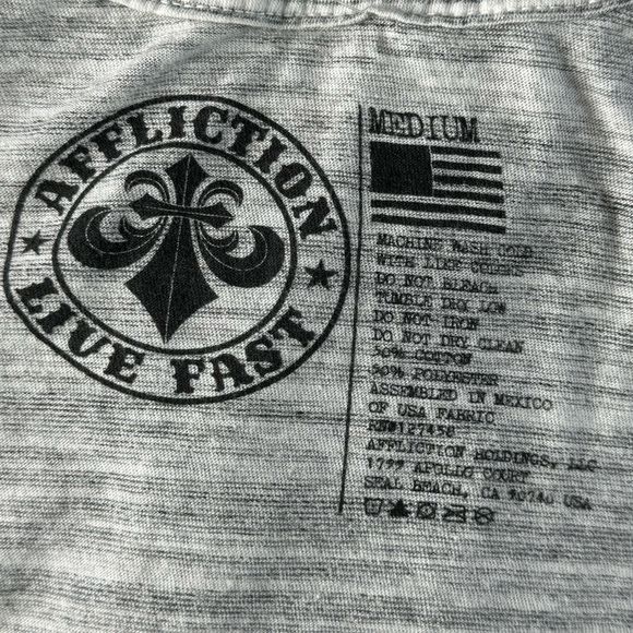 Affliction Men's Short Sleeve Graphic T-shirt -Gray/Black -Various Sizes- NWT - Picture 12 of 13